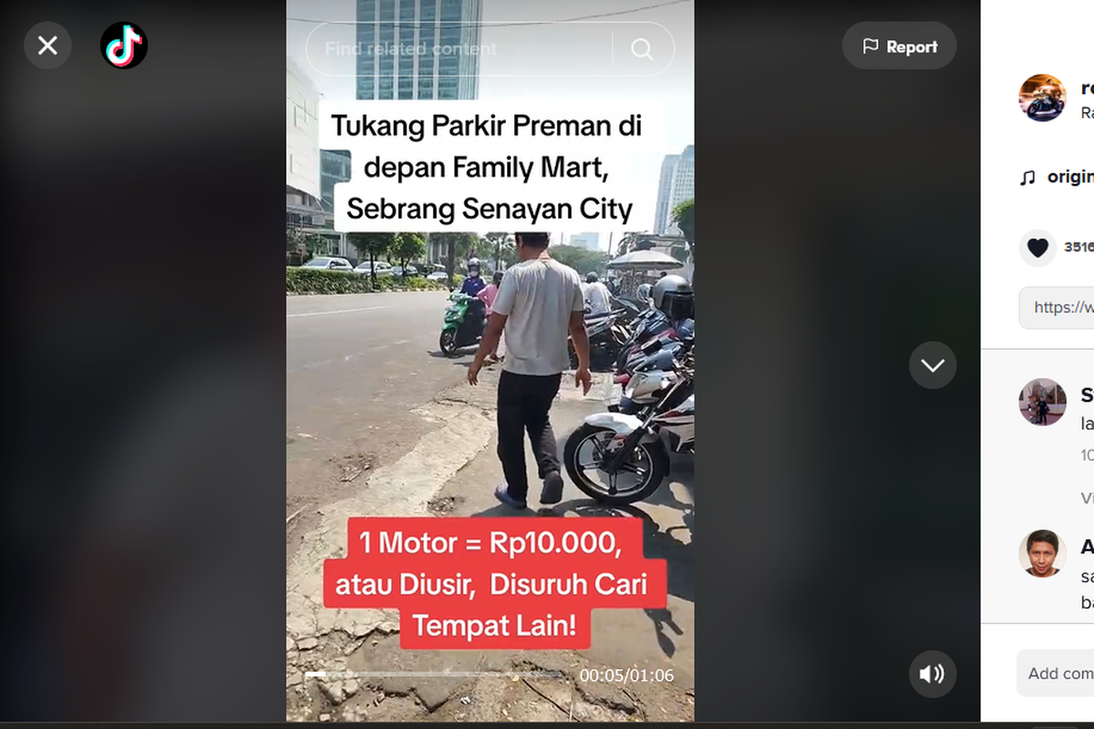 Tukang parkir liar di seberang Senayan City, Jakarta