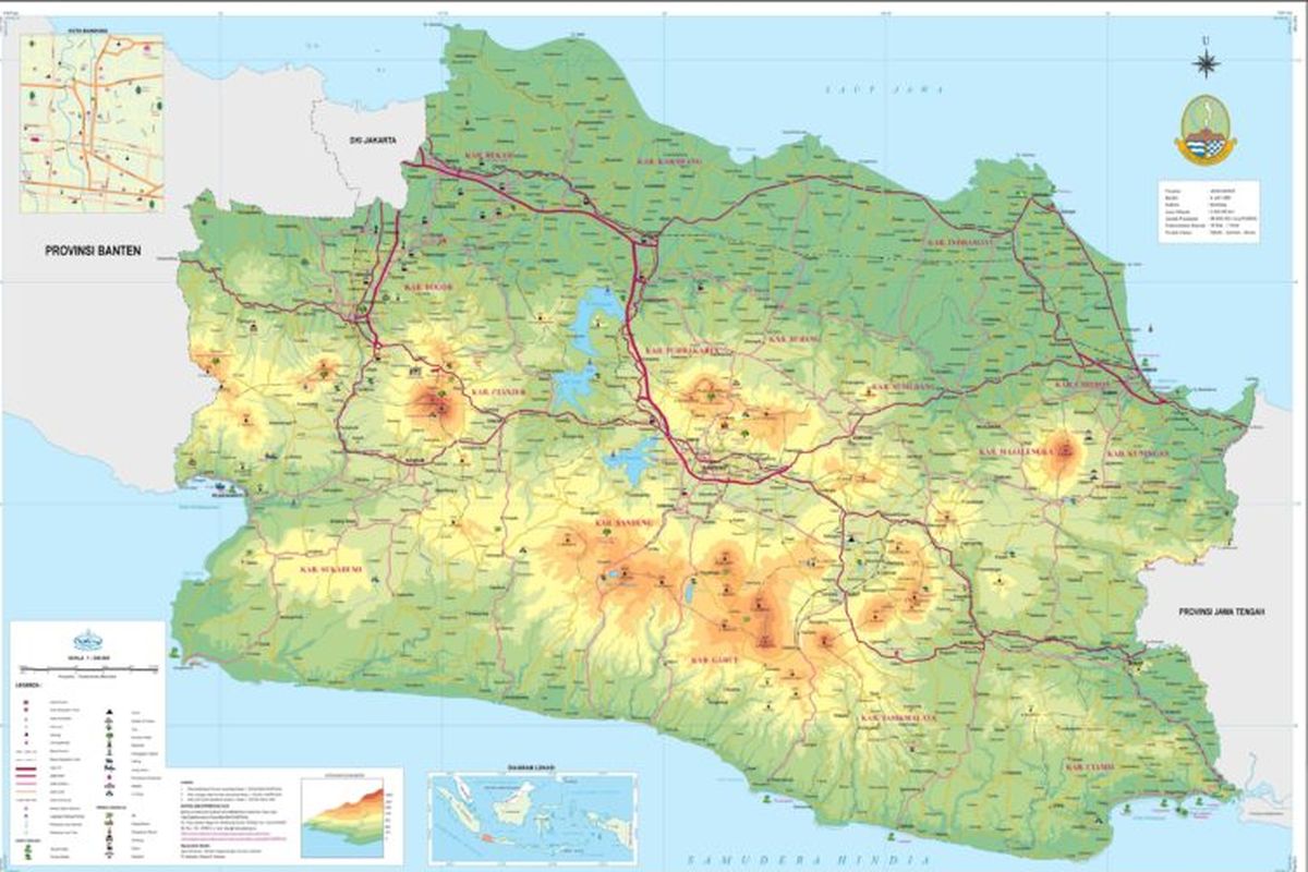 A map illustrating West Java province which comprises 18 regencies and nine cities. Cianjur is part of West Java province.  