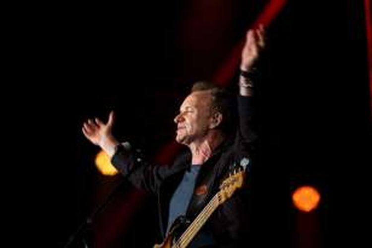 Sting tampil pada hari kedua Java Jazz Festival 2016 di JIExpo Kemayoran, Jakarta, Sabtu (5/3/2016). 