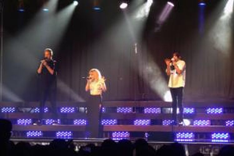 Pentatonix tampil pada hari pertama konser 'The On My Way Home-World Tour', di Balai Kartini, Jalan Gatot Subroto, Jakarta Selatan, Rabu (03/6/2015) malam.