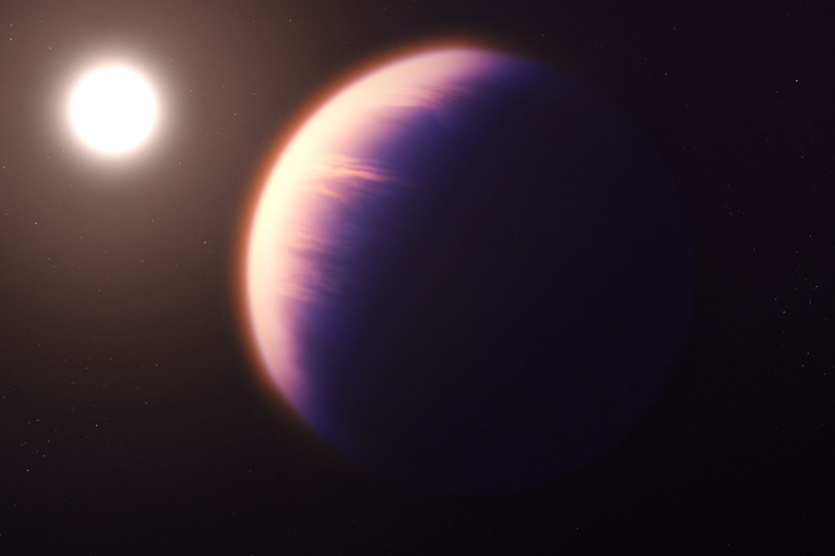 Ilustrasi WASP-39b, eksoplanet yang terdeteksi memiliki karbon dioksida di atmosfernya

