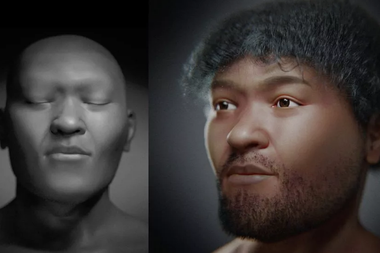 Perkiraan wajah manusia yang hidup di Mesir 30.000 tahun lalu. Rekonstrusi wajah ini berdasarkan temuan kerangka pria Mesir kuno yang ditemukan 40 tahun lalu.