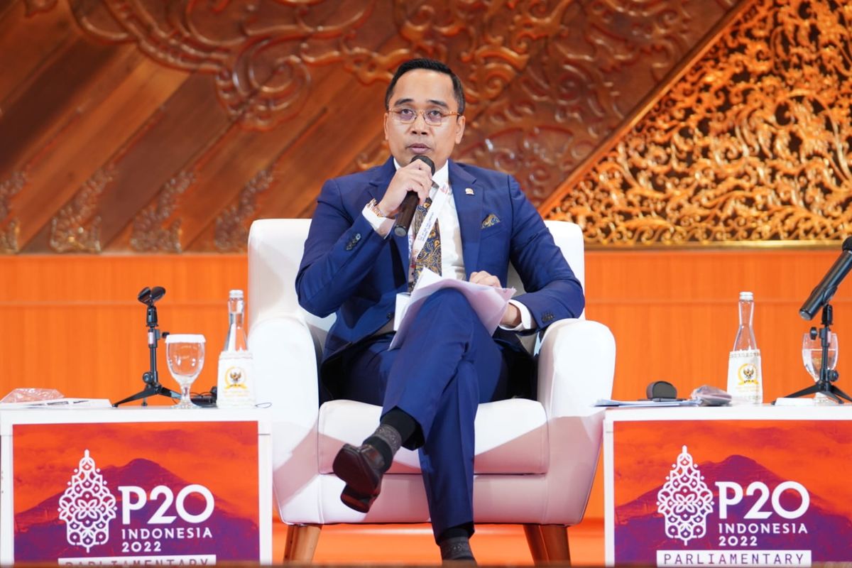 Wakil Ketua Badan Kerja Sama Antar-Parlemen (BKSAP) Dewan Perwakilan Rakyat (DPR) Republik Indonesia (RI) Putu Supadma Rudana dalam acara 2nd Session Parliamentary Forum in The Context of The G20 Parliamentary Speaker?s Summit (P20).

