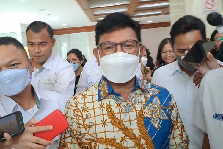 Menteri Komunikasi dan Informatika (Menkominfo) Johnny G Plate saat ditemui di Gedung DPR, Senayan, Jakarta Pusat, Senin (10/4/2023). 