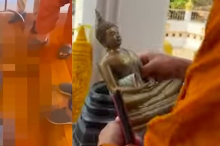 Seorang pria di Thailand terjatuh dan dadanya tertusuk kepala patung Buddha kecil. 