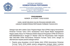 Sudah Diumumkan, Berikut Link dan Ketentuan Pemberkasan CPNS Kementan