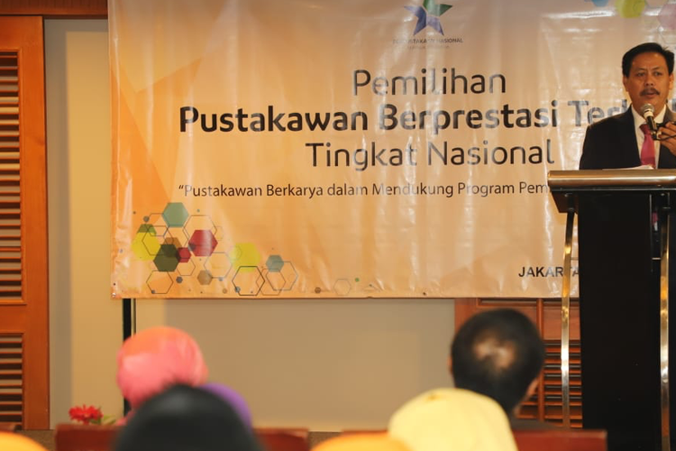 Kepala Pusat Pengembangan Pustakawan Perpusnas, Muhammad Syarif Bando, saat membuka Ajang Pustakawan Berprestasi Tingkat Nasional di Jakarta pada Selasa, (13/8/2019).