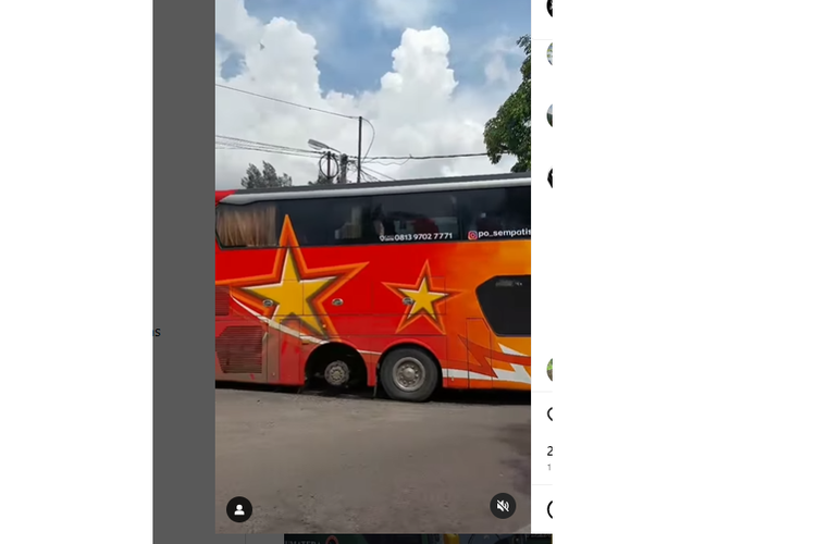 Cuplikan Video bus tronton PO Sempati Star copot ban belakang