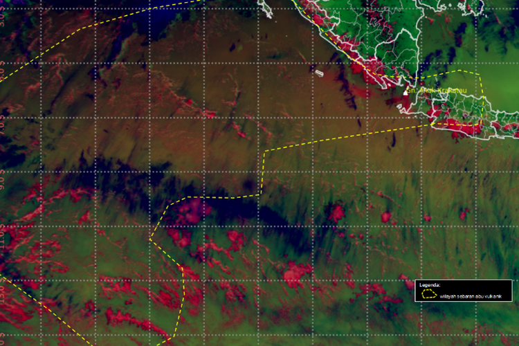 Citra Satelit BMKG Tunjukkan Sebaran Terbaru Abu Gunung Anak Krakatau Siang Ini