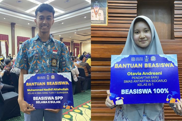 Konsisten Peringkat 1 di Sekolah, Cerita Nadhif dan Otavia Terima Beasiswa Pemprov Jatim