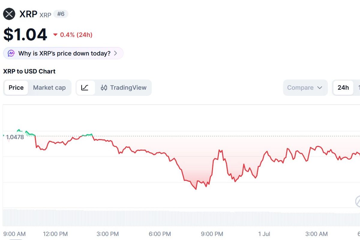 Harga XRP Hari Ini 1 Juli 2026, Stabil di Zona Merah 