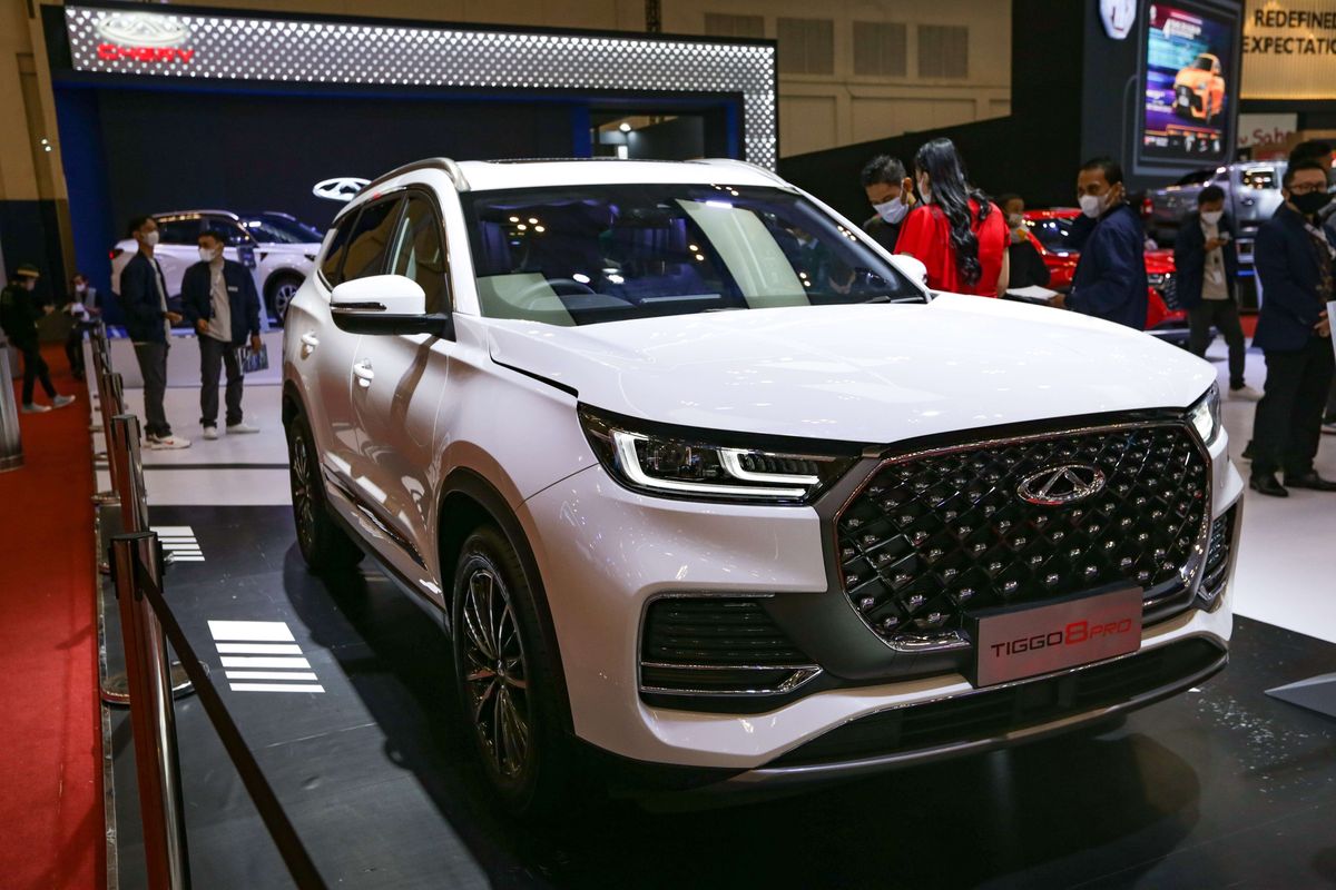 Chery Tiggo 8 Pro dipamerkan di ajang Gaikindo Indonesia International Auto Show (GIIAS) 2022 di ICE BSD, Tangerang, Jumat (12/8/2022). Chery resmi membuka pemesanan awal untuk model Tiggo 7 Pro dan Tiggo 8 Pro di GIIAS 2022.