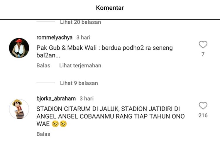 Gubernur dan Wali Kota Semarang kena Nyinyir warganet gara-gara PSIS cabut dari Stadion Citarum