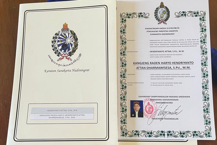 Aktivis Muda NU Hendriyanto Attan Raih Gelar Kehormatan dari Keraton Surakarta