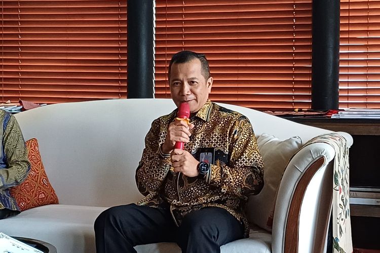 Direktur Jenderal Hak Asasi Manusia (HAM) Kementerian Hukum dan HAM (Kemenkumham) Dhahana Putra saat acara dialog bersama media di The Orient Jakarta Pusat, Jumat (22/3/2024).