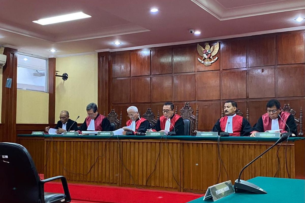 Suasana persidangan putusan banding vonis AKBP Dody Prawiranegara di PT DKI Jakarta, Kamis (6/7/2023). 