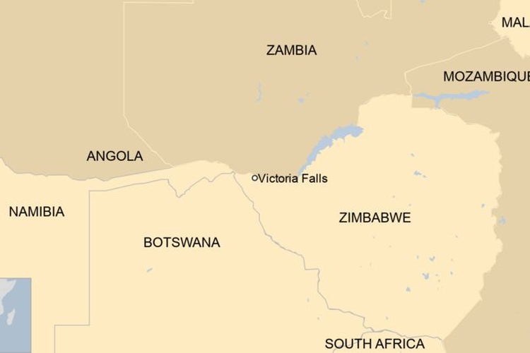 Peta lokasi Zimbabwe dan Zambia