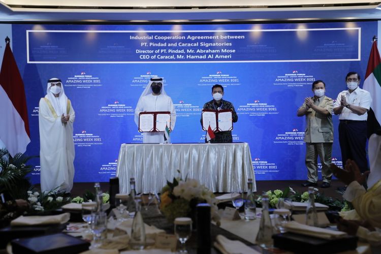 Penandatanganan 8 Nota Kesepahaman antara pemerintah Indonesia dengan Uni Emirat Arab di Jakarta, Jumat (5/3/2021).