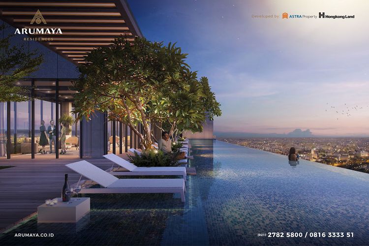 Arumaya Residences memiliki fasilitas eksklusif Olympic Length Infinity Sky Pool di pada rooftop (