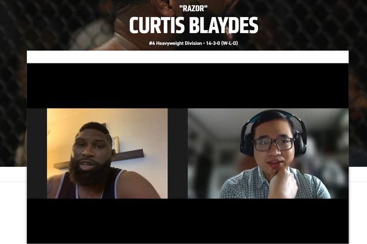 Wawancara eksklusif petarung divisi kelas berat UFC Curtis Blaydes dengan Kompas.com pada Rabu (22/9/2021) pagi WIB jelang UFC 266.