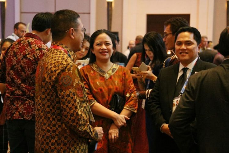 Menko PMK Puan Maharani bersama ketua INASGOC menghadiri jamuan makan malam jelang upacara penutupan Asian Games 2018, Minggu (2/9/2018) sore. 