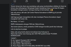 Ramai Broadcast Nama dan Narahubung Penyedia Donor Plasma Konvalesen, Ini Penjelasan PMI