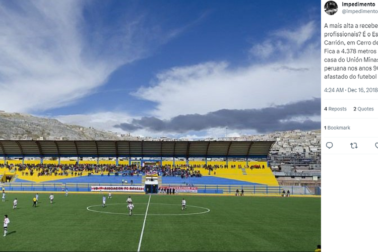 Estadio Daniel Alcides Carrion, stadion dengan lokasi tertinggi di dunia.