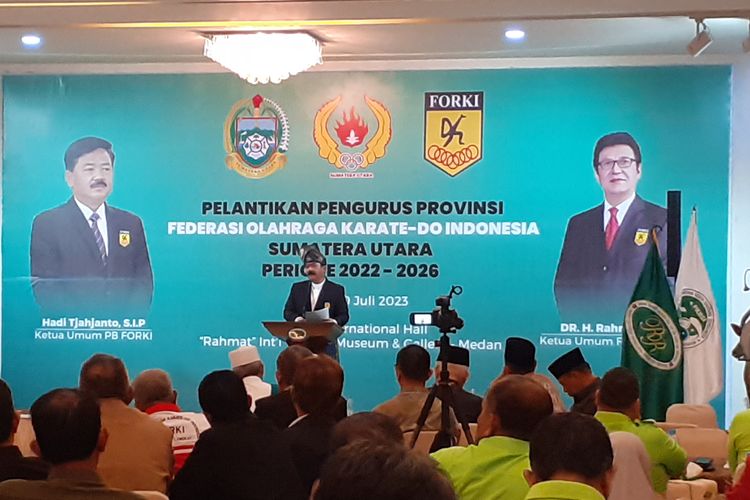 Menteri ATR/Kepala BPN, Hadi Tjahjanto dalam kunjungan kerja ke Kota Medan, Sumatera Utara pada Kamis (20/7/2023).
