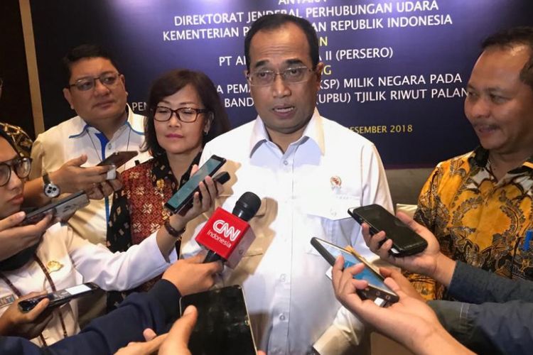Menteri Perhubungan Budi Karya Sumadi saat diwawancarai di Jakarta, Rabu (19/12/2018).