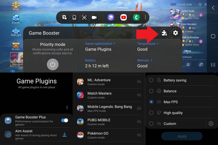 Fitur Game Booster Plus di Galaxy A34 5G.