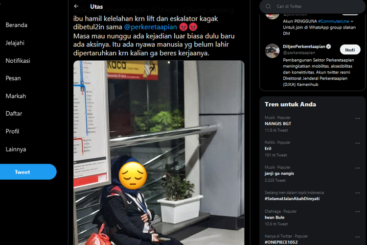 Viral, Twit soal Ibu Hamil Kelelahan Naik Turun Tangga di Stasiun Cakung, Ini Kata KAI