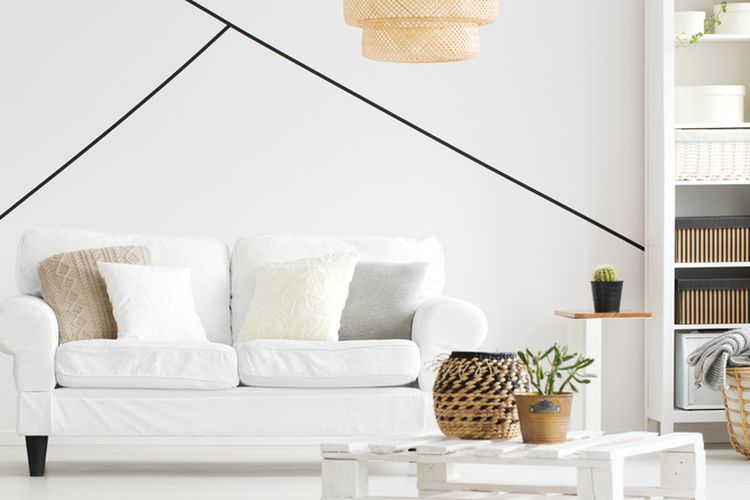 Ilustrasi interior rumah serba putih. 