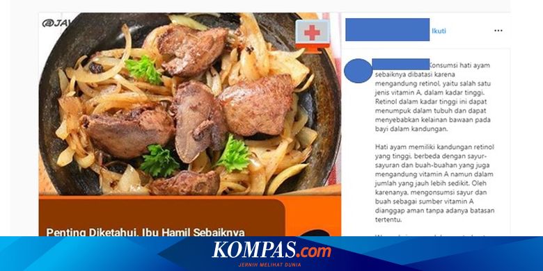 Klarifikasi Benarkah Ibu Hamil Harus Batasi Konsumsi Hati Ayam Halaman All Kompas Com