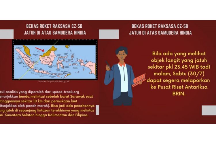 BRIN menyedikan hotline bagi masyarakat yang menemukan puing roket China. 