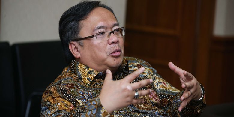 Menteri PPN/Kepala Badan Perencanaan Pembangunan Nasional, Bambang P.S. Brodjonegoro saat wawancara di Kantor Bappenas, Jakarta Pusat, Kamis (13/6/2019).