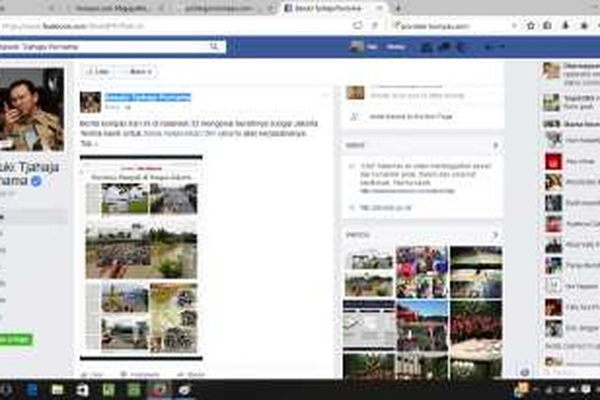 Akun Facebook Ahok, Minggu (11/9/2016).