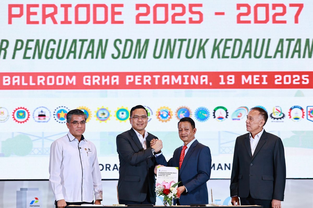 PT?Pertamina?(Persero) bersama Federasi Serikat Pekerja Pertamina Bersatu (FSPBB) menandatangani perjanjian kerja bersama (PKB) IX periode 2025?2027.?