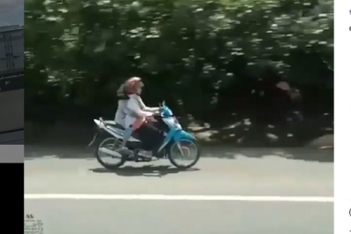 Tangkapan layar ibu ibu masuk jalan tol Tangerang