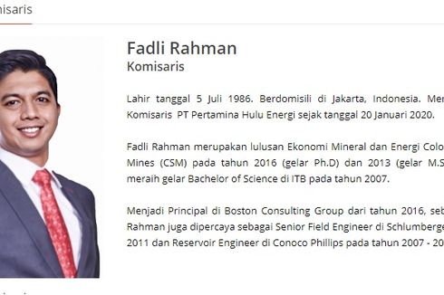 Fadli Rahman, Milenial 33 Tahun di Kursi Komisaris Subholding Pertamina