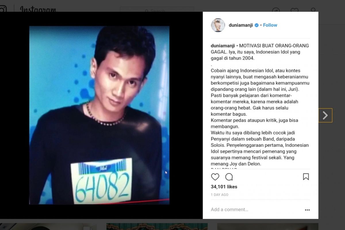 Dokumentasi Anji saat mengikuti audisi Indonesian Idol yang pertama pada 2004 lalu.