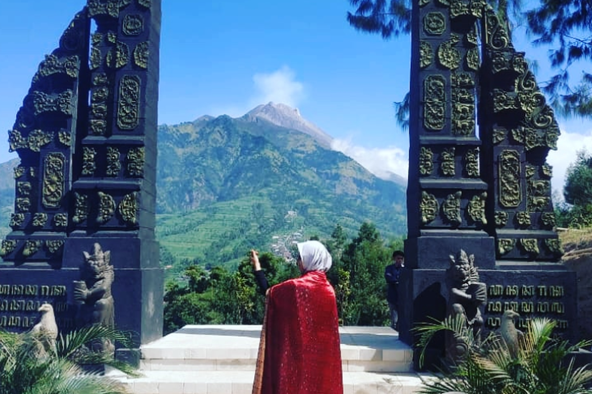 Mount Merapi, as seen on Sanjaya Hill, Central Java