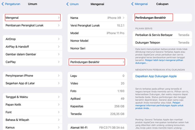 Gambar 3 - Dua Cara Cek Garansi iPhone