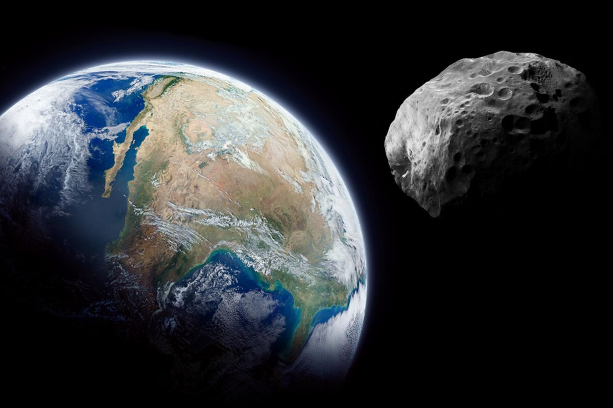 Ilustrasi asteroid dekat Bumi.