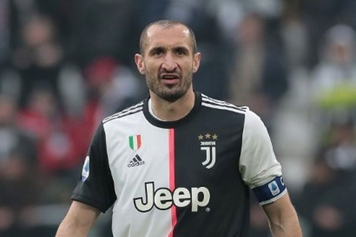 Giorgio Chiellini pada laga Juventus vs Brescia yang digelar di Allianz Stadium, Minggu (16/2/2020).