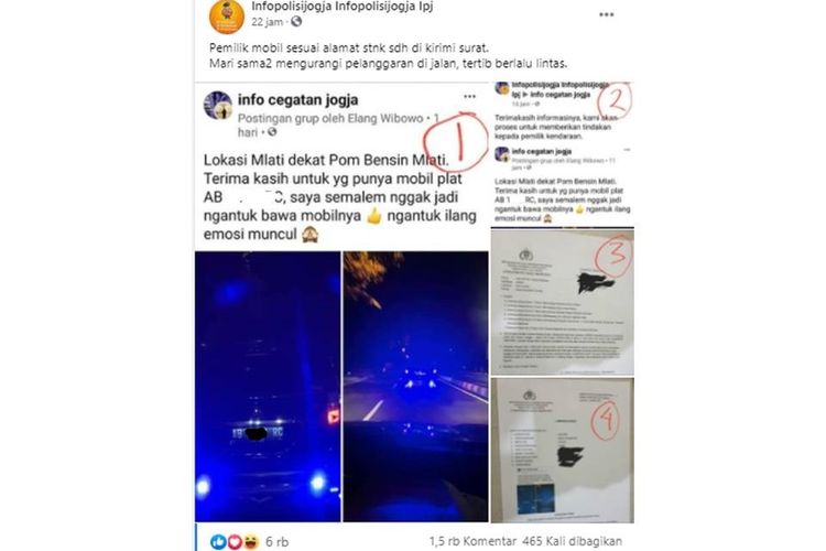 Tangkapan layar unggahan akun Facebook Infopolisijogja Infopolisijogja Ipj.