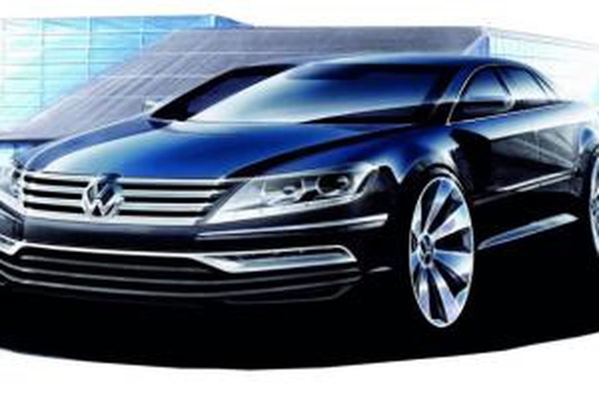 Sketsa VW Phaeton generasi saat ini.