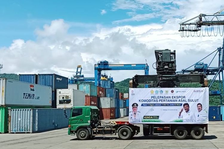 Pelepasan ekspor pertanian Sulawesi Utara di Terminal Peti Kemas Bitung, Jumat (20/5/2022).