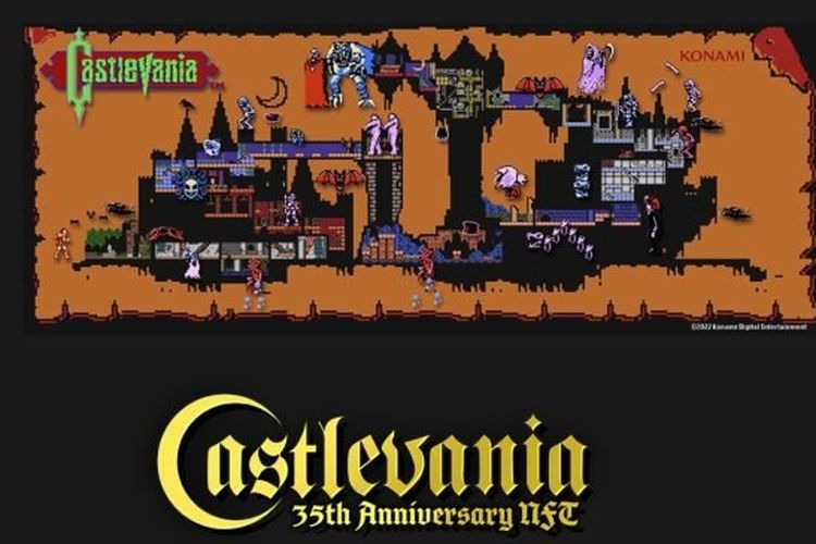 Ilustrasi koleksi NFT game Castlevania yang dilelang Konami.