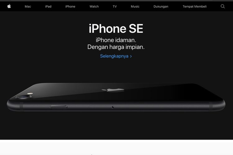 iPhone SE (2020) di situs Apple Indonesia.