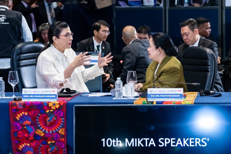 Ketua Dewan Perwakilan Rakyat (DPR) Republik Indonesia (RI) Puan Maharani dalam forum MIKTA Speakers? Consultation di Meksiko, Senin (6/5/2024).